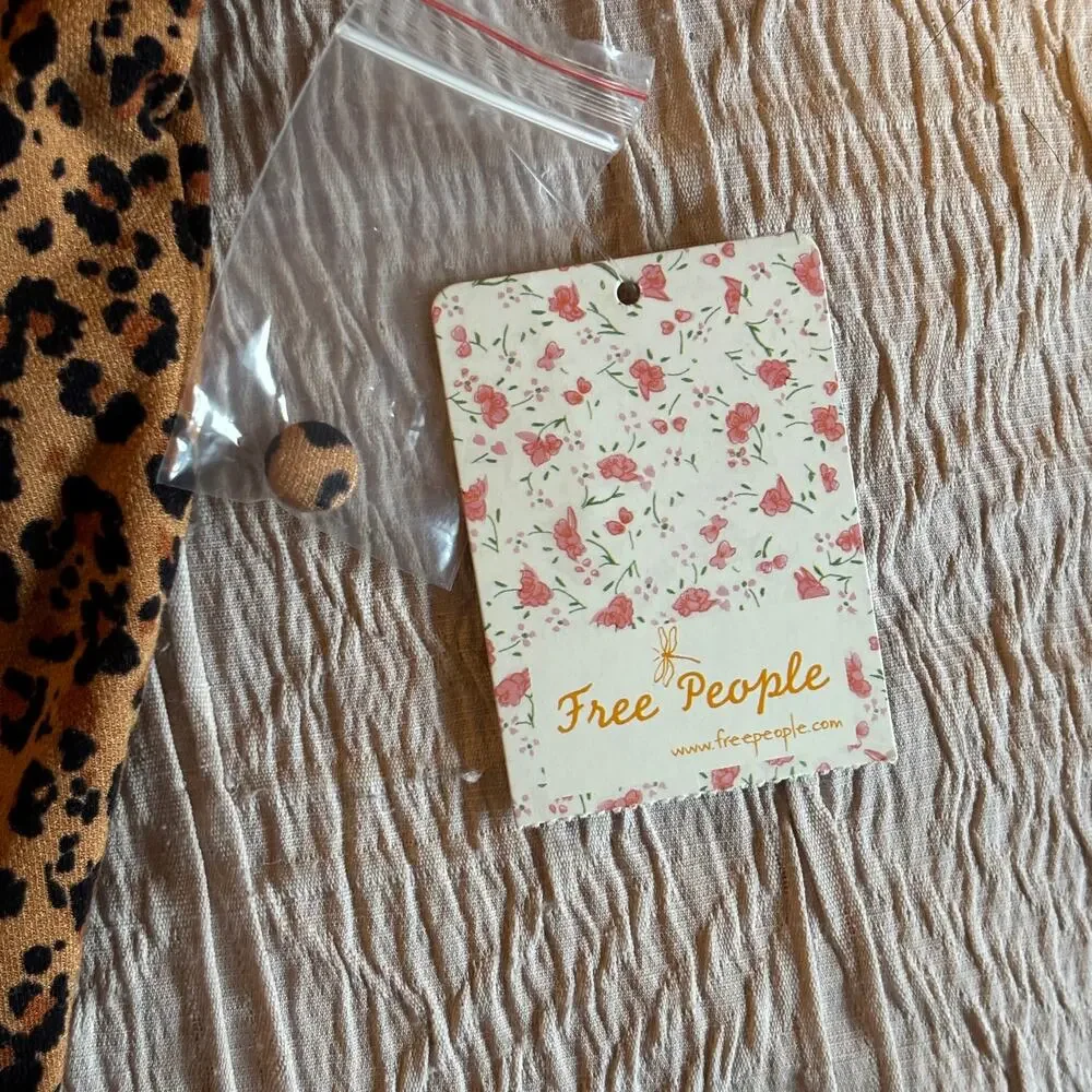 Free People Retro Romance Molly Dress Small Mock Neck Leopard Floral Maxi NWT‎